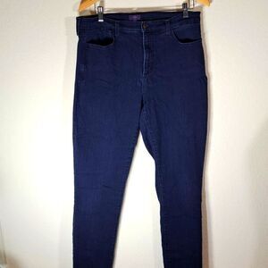 NYDJ Women’s Jeans Dark Wash Denim lift Tuck Zip Fly 5 Pocket High Rise Mom 14